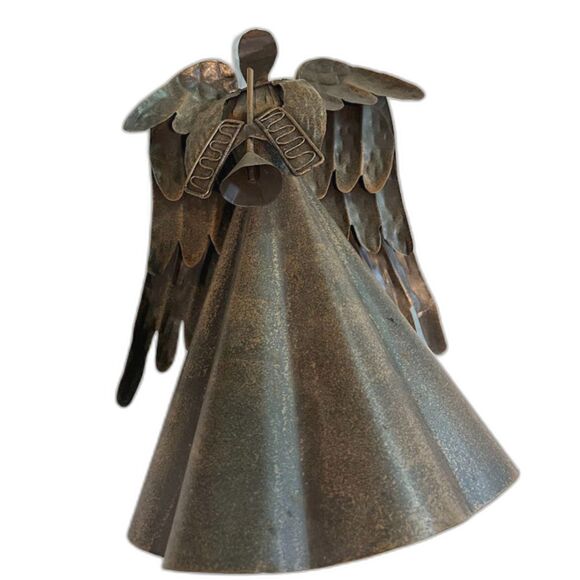 Christmas Angel Metal Sculpture 11" Trumpet Free Standing Holiday Decor - Picture 4 of 4